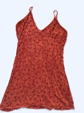 Blue Sky Rust-Red Spaghetti Strap V-Neck Cami Dress
